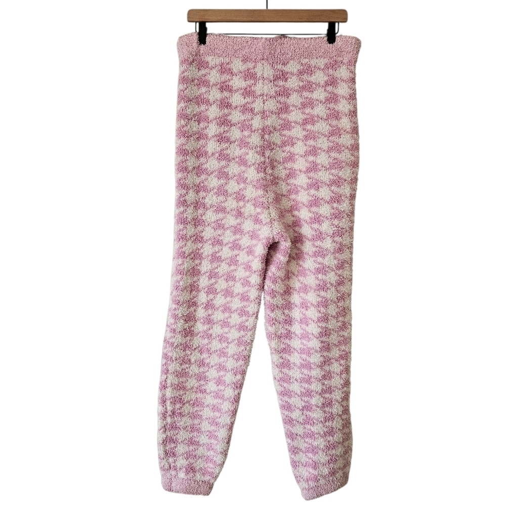 Skims Pink Boucle Knit Pull On Joggers Pants In Petal Houndstooth Size S/M - Picture 3 of 15